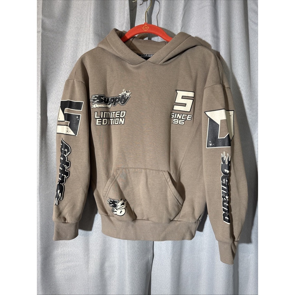 Supply & Demand NYC Kids Urban Hoodie Sweatshirt Tan Driftwood Size M 10-12